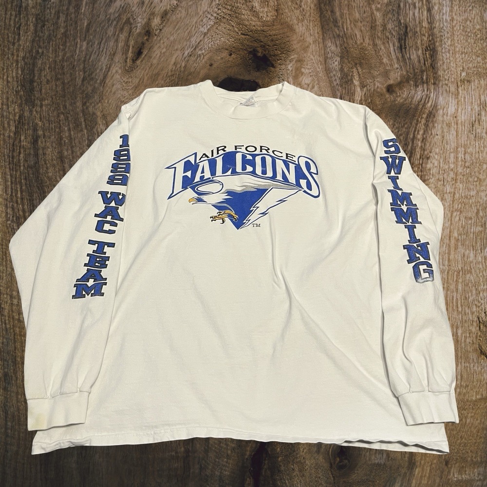 Vtg 1999‎ Air Force Falcons Swimming Team Long Sleeve Shirt Xl